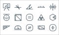 Mathematics line icons. linear set. quality vector line set such as division, percent, ruler, rectangular, circle, ball, triangle