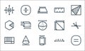 Mathematics line icons. linear set. quality vector line set such as equal, tube, rectangular, formula, cone, hexagon, square,