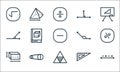 Mathematics line icons. linear set. quality vector line set such as formula, triangle, beam, ruler, diameter, acute angle, obtuse Royalty Free Stock Photo
