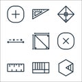 mathematics line icons. linear set. quality vector line set such as hexagon, rectangular, ruler, multiplication, square, formula,