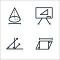 mathematics line icons. linear set. quality vector line set such as rhomb, corner, whiteboard