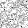 Mathematics science theme. Seamless hand drawn pattern about school and learning. Teacher's day background. Royalty Free Stock Photo