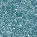 Mathematics science theme. Seamless hand drawn pattern about school and learning. Royalty Free Stock Photo