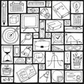 Mathematics science theme. Seamless hand drawn pattern about school and learning. Royalty Free Stock Photo