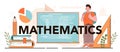 Mathematics typographic header. Students studying math and algebra