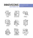 Mathematics - vector line design style icons set Royalty Free Stock Photo