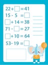 Mathematics worksheet. educational game for children. Learning counting. Addition and subtraction for kids and toddlers