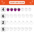 Mathematics worksheet for kids. Count and color educational children activity