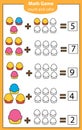 Mathematics workshhet. eduational game for children. Counting, Learning addition Royalty Free Stock Photo