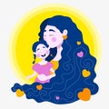 Mom caringly hugging her little daughter on Mother's Day Royalty Free Stock Photo