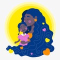 Afro mom caringly hugging her little daughter on Mother's Day Royalty Free Stock Photo