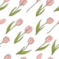 Mathers day pattern. Vector tulips elements. For design, card, print or background