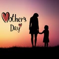 Mathers day poster with silhouette of daughter in meadow