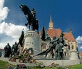 Mathias Rex statue and Saint Michail church Royalty Free Stock Photo