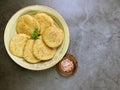 Mathri, an Indian snack made of  whole wheat flour or all purpose flour with fenugreek leaves and Carom seeds Royalty Free Stock Photo