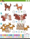 Maths addition educational task with dog characters Royalty Free Stock Photo