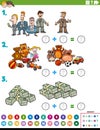 Maths addition educational task with objects and characters Royalty Free Stock Photo