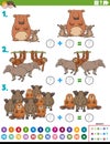 Maths addition educational task with wild animals