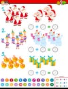 Maths addition task with Christmas characters Royalty Free Stock Photo