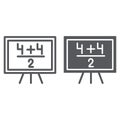 Maths example line and glyph icon, lesson and mathematical, blackboard with arithmetic sign, vector graphics, a linear Royalty Free Stock Photo