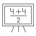 Maths example thin line icon, lesson and mathematical, blackboard with arithmetic sign, vector graphics, a linear Royalty Free Stock Photo