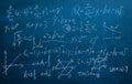 Maths formulas on chalkboard background