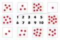Maths game with red dots for children, Glenn Doman method, easy level, education game for kids, preschool worksheet activity, task