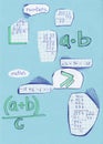 Maths handwritten numbers calculation, mathematics algebra student written notes