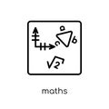 Maths icon. Trendy modern flat linear vector Maths icon on white