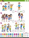 Maths subtraction educational task with comic kids Royalty Free Stock Photo