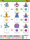 Maths subtraction game with monster characters Royalty Free Stock Photo