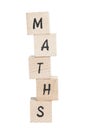 Maths Tower Written With Wooden Blocks. Royalty Free Stock Photo