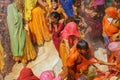 Traditional and religious Holi Festival in Dauji Temple near Mathura in India Royalty Free Stock Photo