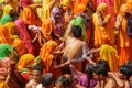 Traditional and religious Holi Festival in Dauji Temple near Mathura in India Royalty Free Stock Photo