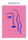 Matisse art posters. Face contemporary shapes for wall decor, modern print. Mid century vector illustration