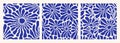 Matisse curves aestethic seamless patterns. Groovy abstract flower art in blue color.