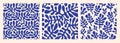 Matisse curves aestethic seamless patterns. Groovy abstract flower art in blue color.