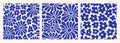 Matisse curves aestethic seamless patterns. Groovy abstract flower art in blue color.