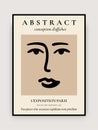 Matisse inspired art print. Modern contemporary poster mid century aesthetic, abstract face silhouette. Vector