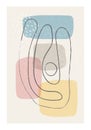 Matisse inspired contemporary collage poster with abstract organic shapes