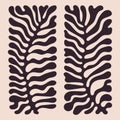 Matisse plants style in art. Vector design. Two coral branches in rectangle