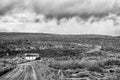 House with reed roof at Matjiesrivier in Cederberg Mountains. Monochrome