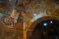 MATKA CANYON, SKOPJE REGION, NORTH MACEDONIA: Interior with old frescoes in the monastery of St. Nicholas