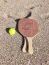 Matkot greek beach tennis game on sand, Lefkada Royalty Free Stock Photo