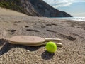 Matkot greek beach tennis game on sand, Lefkada Royalty Free Stock Photo