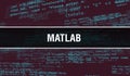 MATLAB concept with Random Parts of Program Code. MATLAB with Programming code abstract technology background of software