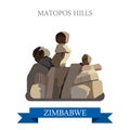 Matopos Hills Zimbabwe Flat historic web vector il