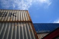 Containers stacked on matosinhos  docks Royalty Free Stock Photo