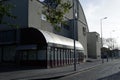 Matosinhos market main entrance and cafÃÂ© Internacional on the corner Royalty Free Stock Photo