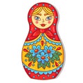 Matreshka russian traditional doll doodle colorful vector illustration